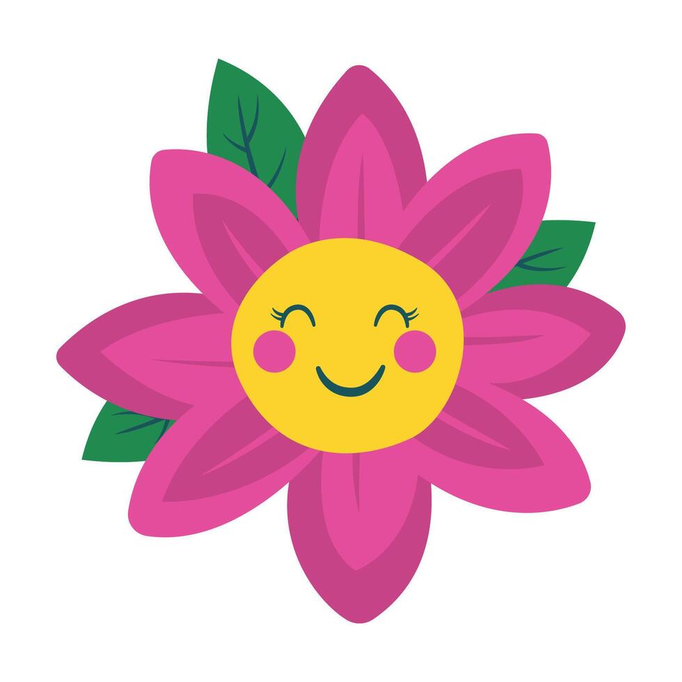 Cute Happy Smile Purple Sunflower Flower Floral in the Park vector