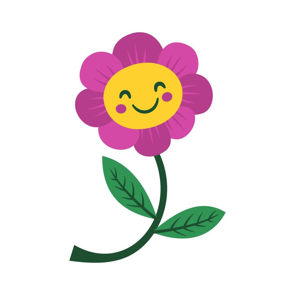 Cute Happy Smile Purple Sunflower Daisy Nature Flower Floral in the Park vector