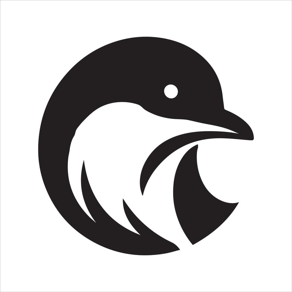 Sleek penguin silhouette in flat design vector