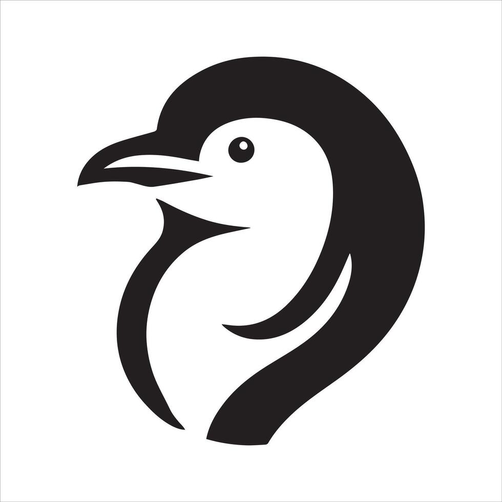 Sleek penguin silhouette in flat design vector