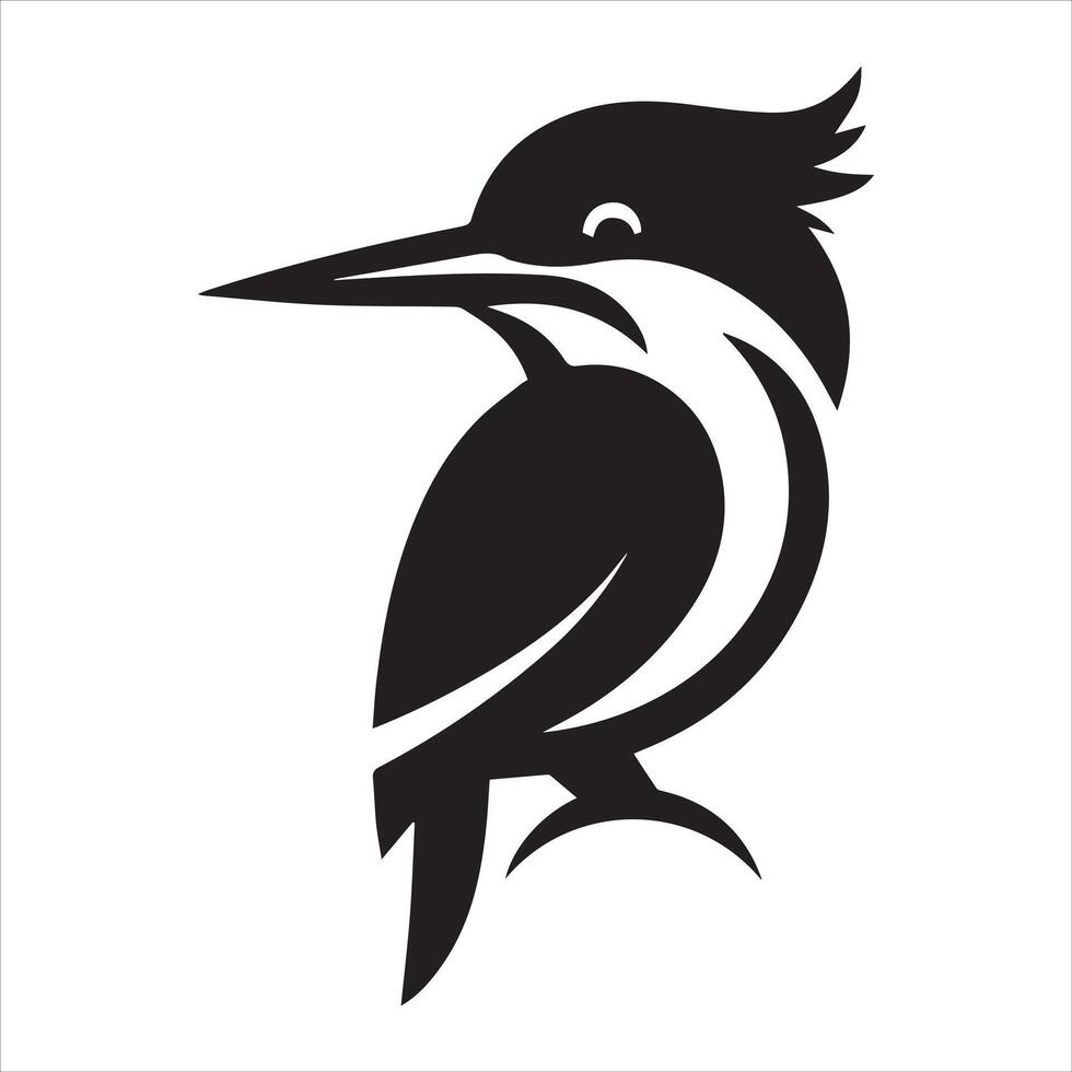 Elegant black silhouette illustration of a kingfisher bird vector