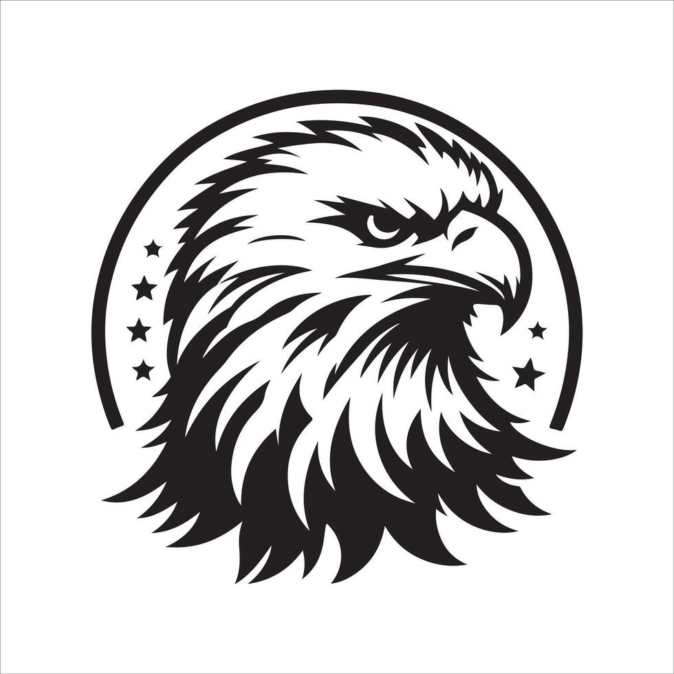 Eagle Head in Circular Frame Professional Silhouette vector