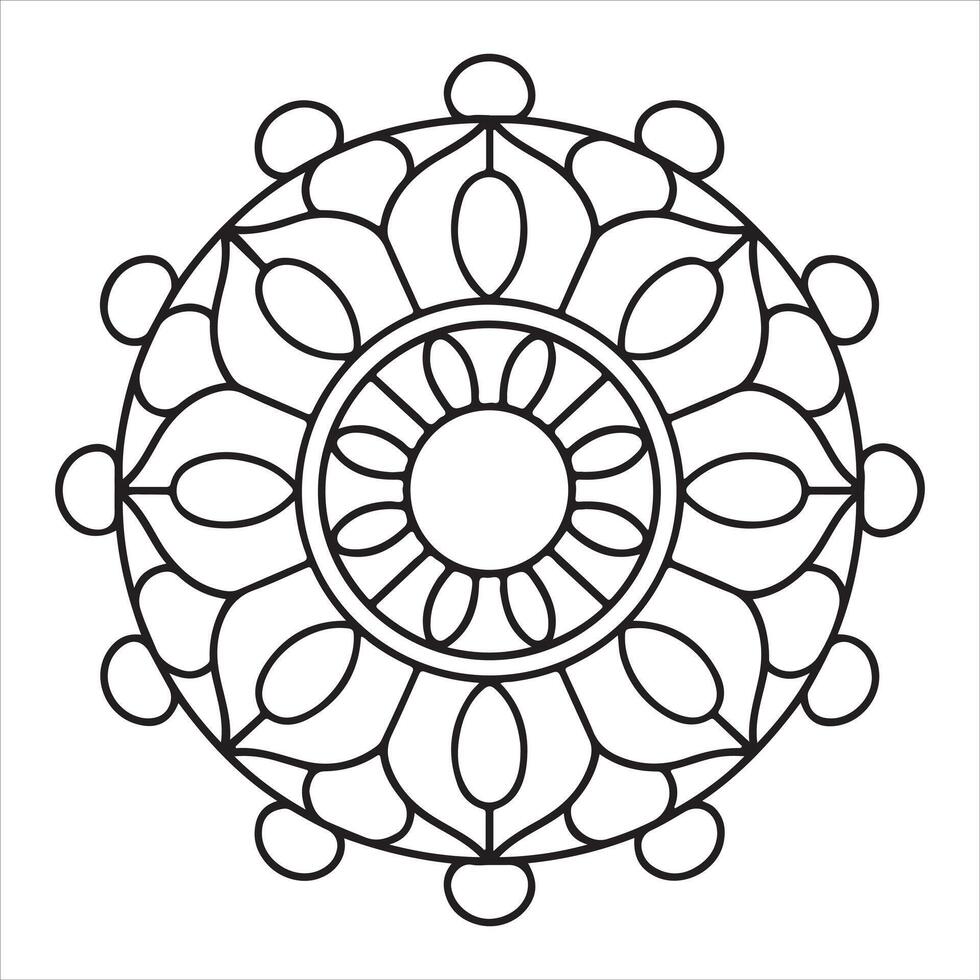 Simple mandala pattern stunning hand-drawn design for relaxing coloring vector