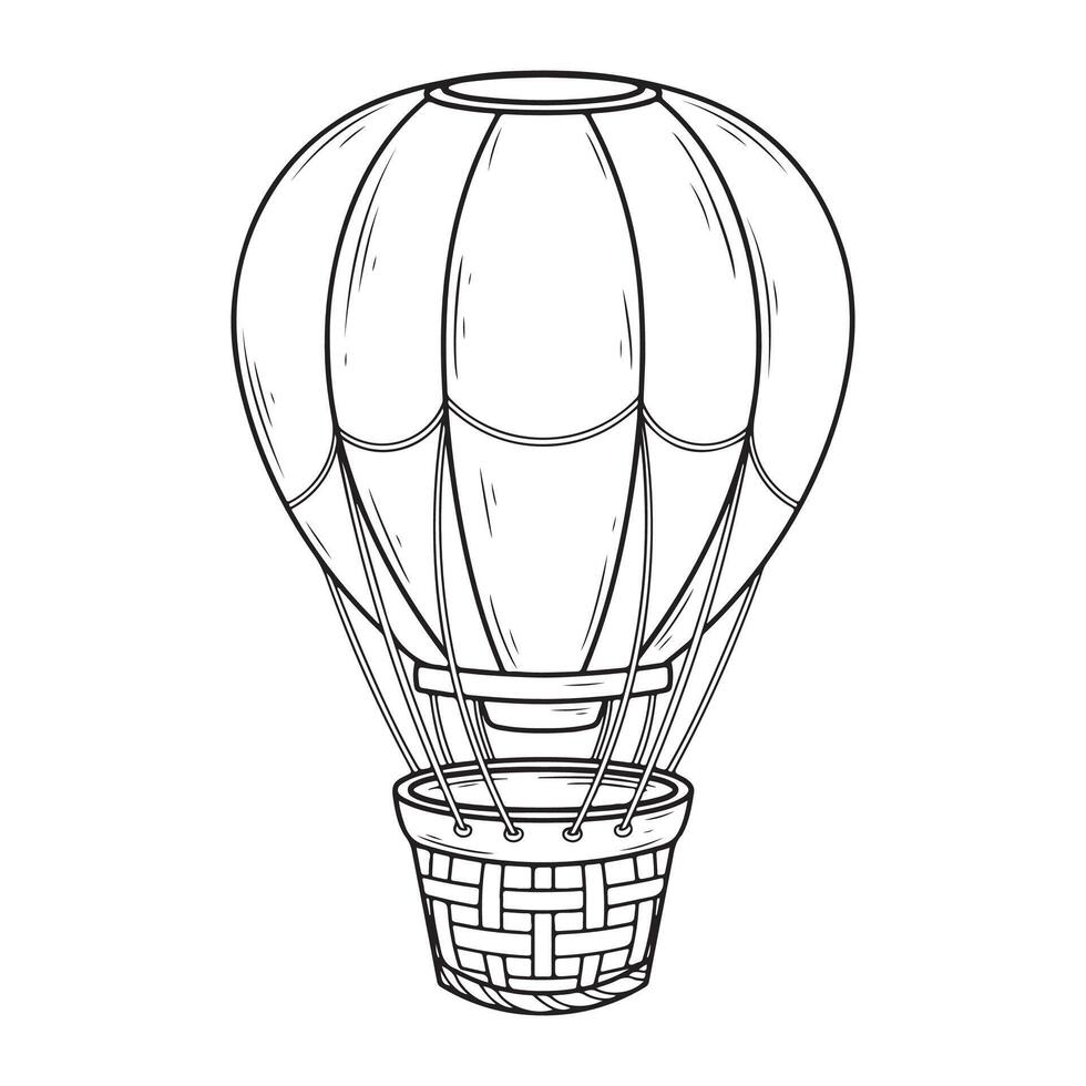 Hot air balloon icon in outline style isolated on white background. Aircraft symbol stock illustration. vector
