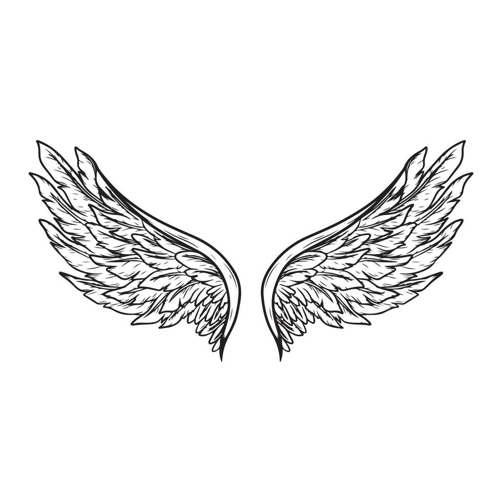 Wings icon in monochrome style on a white background illustration vector