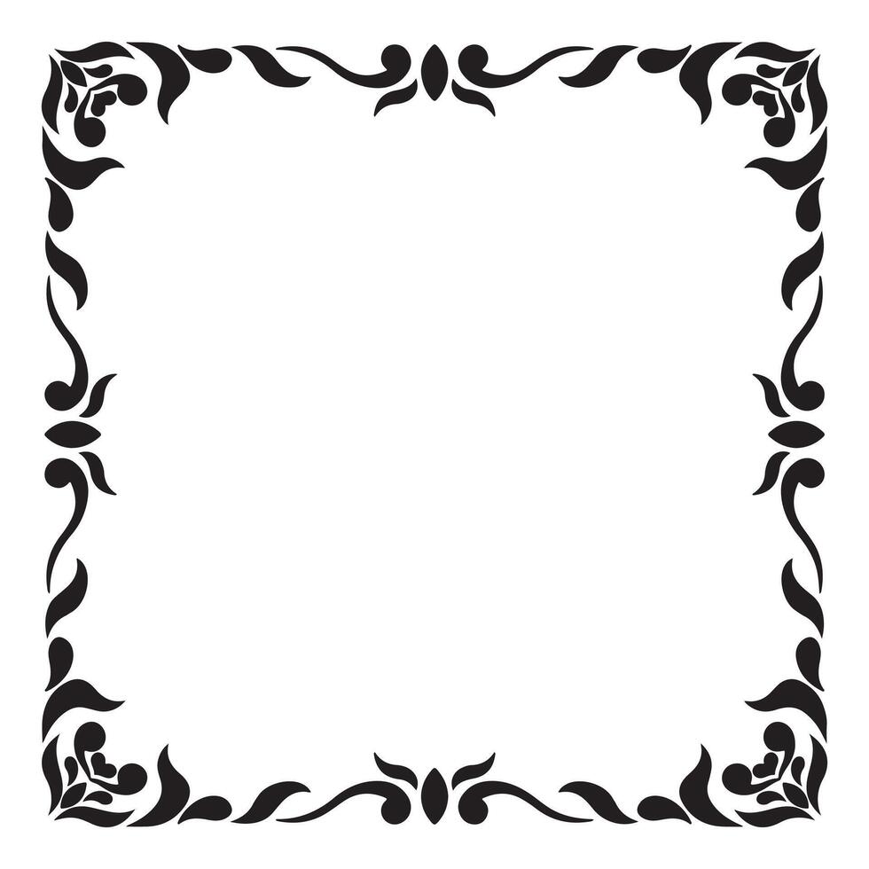 Black and white silhouette frame decoration art simple line corner vector