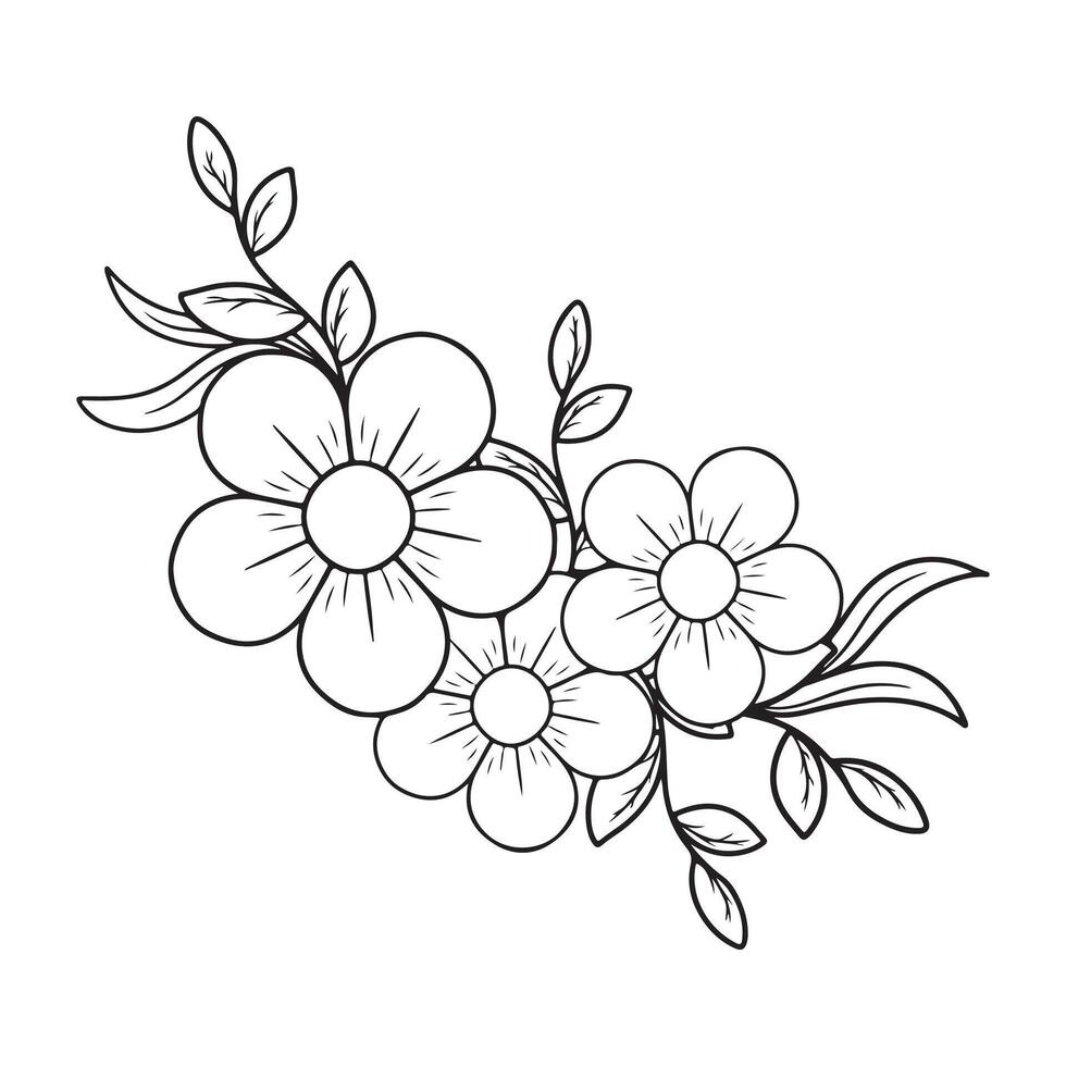 cute flowers with branches and leafs isolated icon illustration design vector