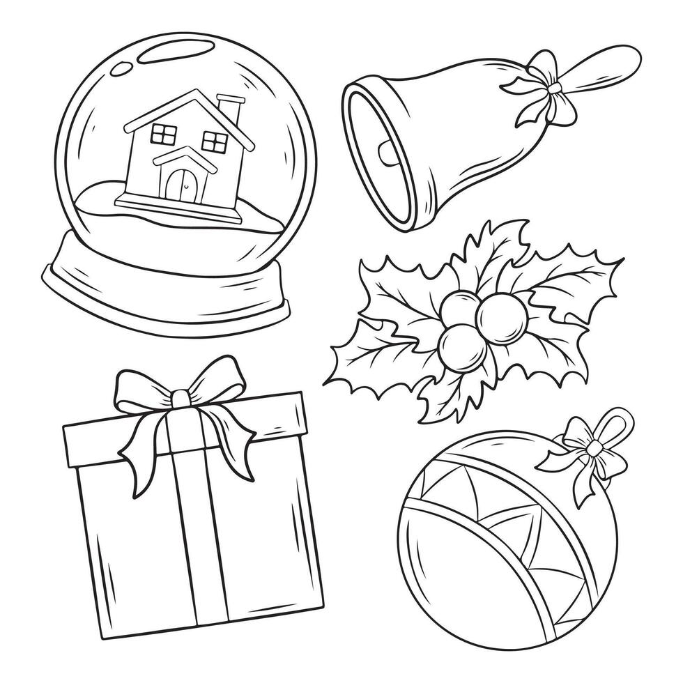 Set of Christmas and New Year hand drawn elements illustration vector