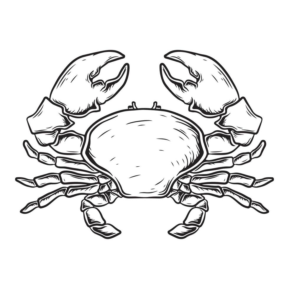 Crab icon black and white hand drawn outline illustration of crab icon for web vector