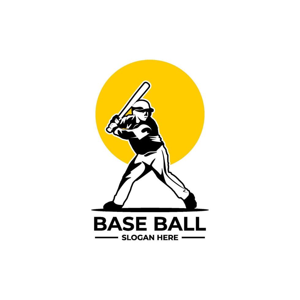 baseball player silhouette logo vector