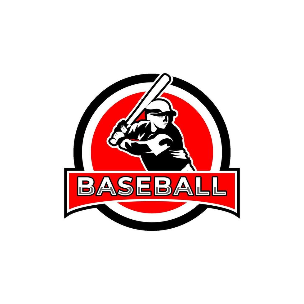 baseball player silhouette logo design vector