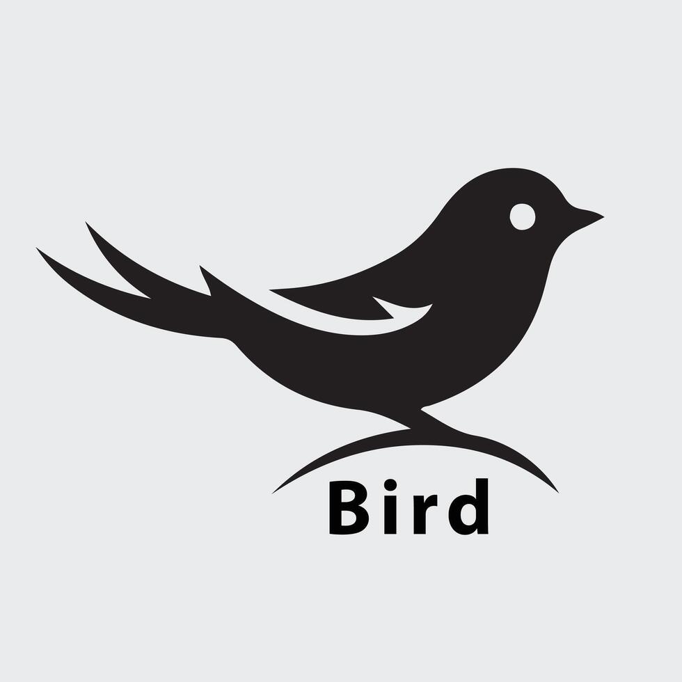 Bird logo with black bird on white background vector
