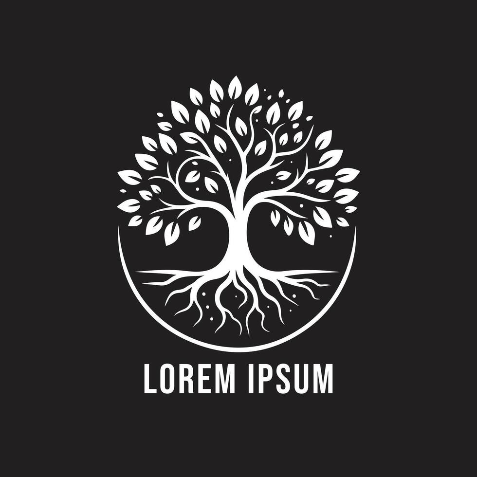 A tree logo with roots and leaves vector