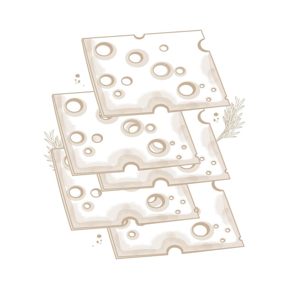 Illustration Logo Line art Pieces of Emmental Cheese vector