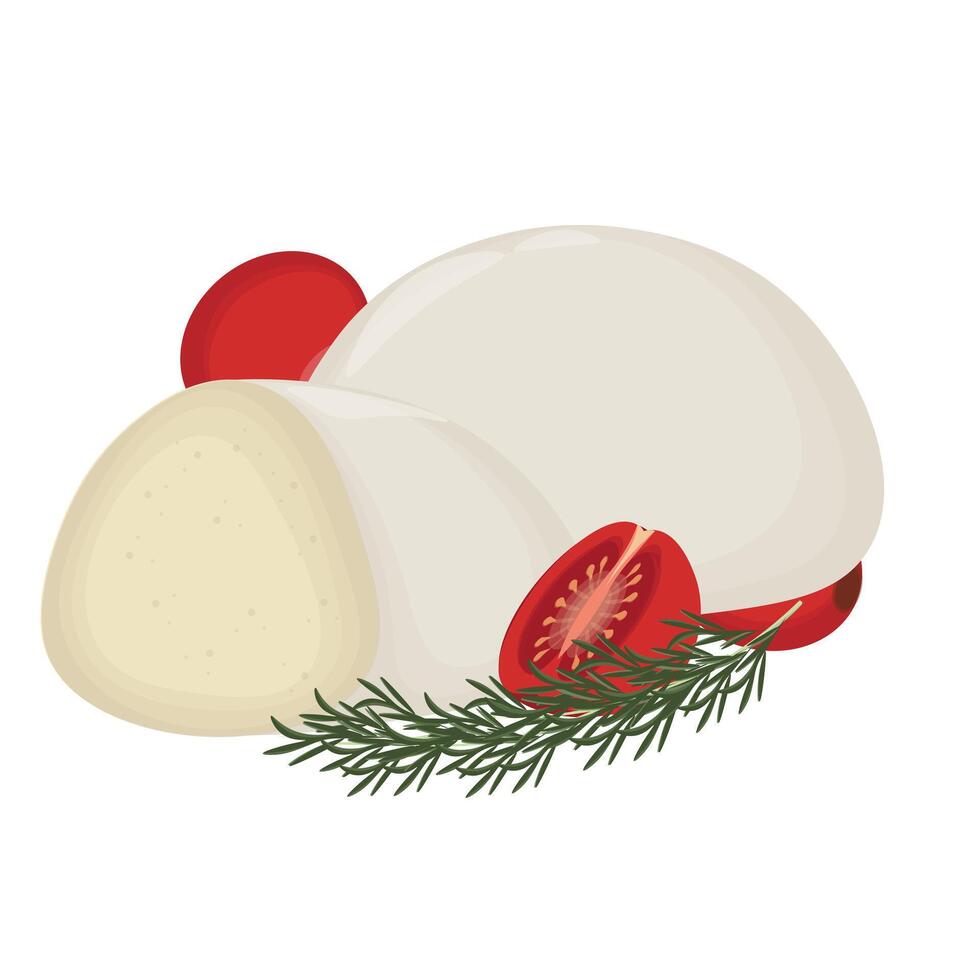 Illustration Logo Clipart Whole and Pieces of mozzarella Italian Cheese vector