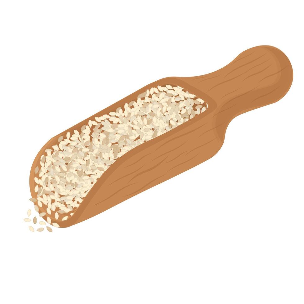 Illustration Logo Clipart Sesame seeds on a Wooden Scoop vector