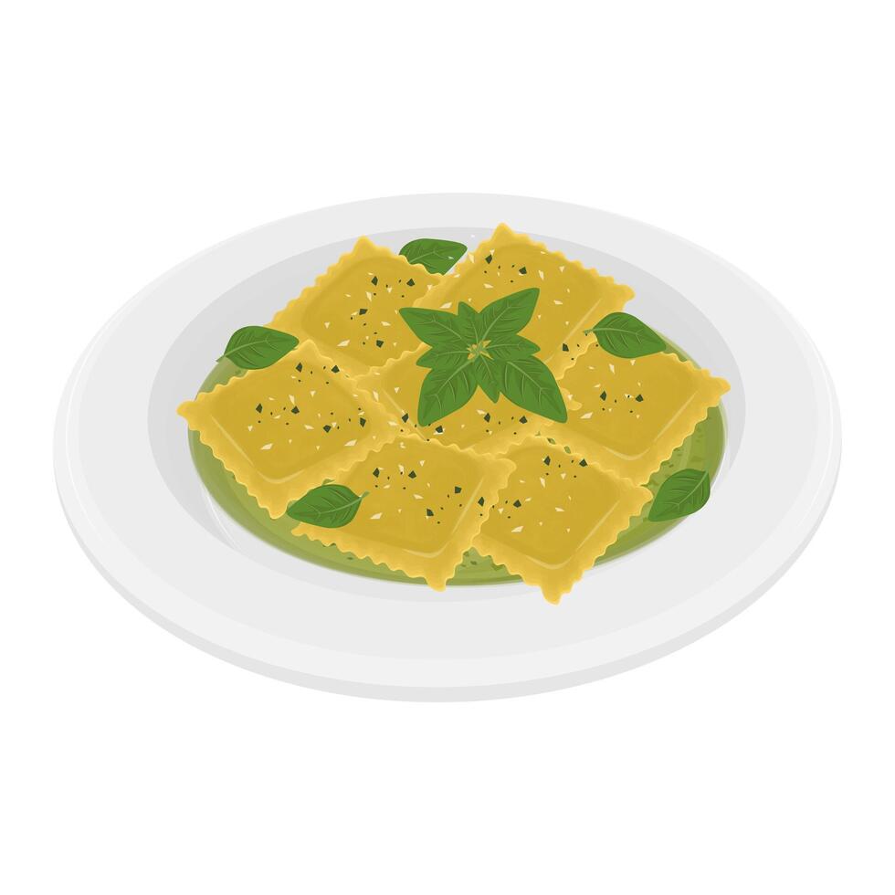 Illustration Logo Clipart Ravioli With Pesto Sauce vector