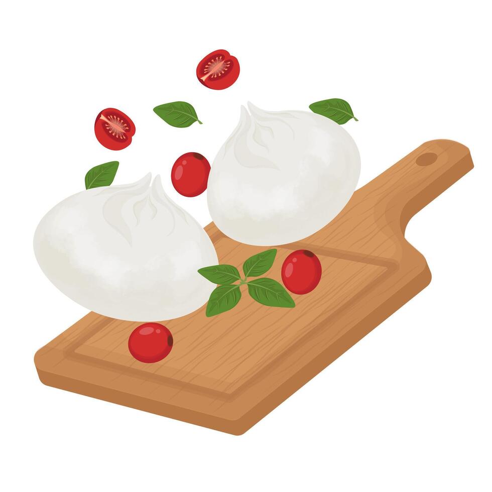 Illustration Logo Clipart Levitation Italian Burrata Cheese vector