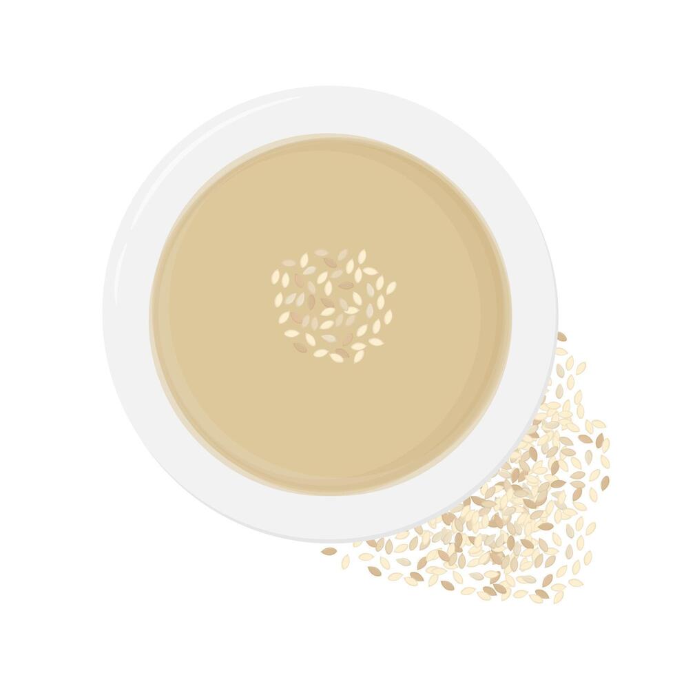 Illustration Logo Clipart Top View Tahini or Tahina Paste vector