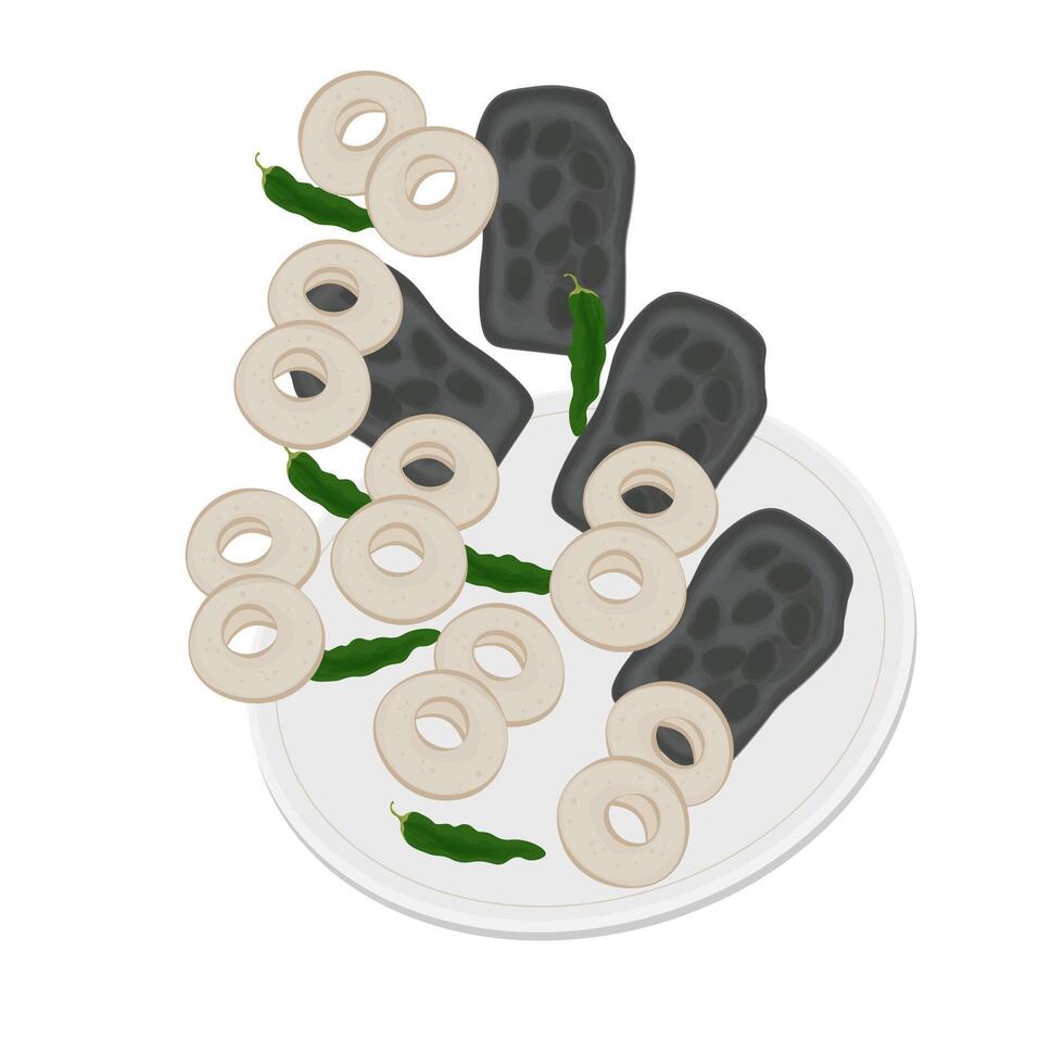Illustration Logo Clipart Levitation Traditional Food Geblek and Tempe Besengek Kulon Progo vector