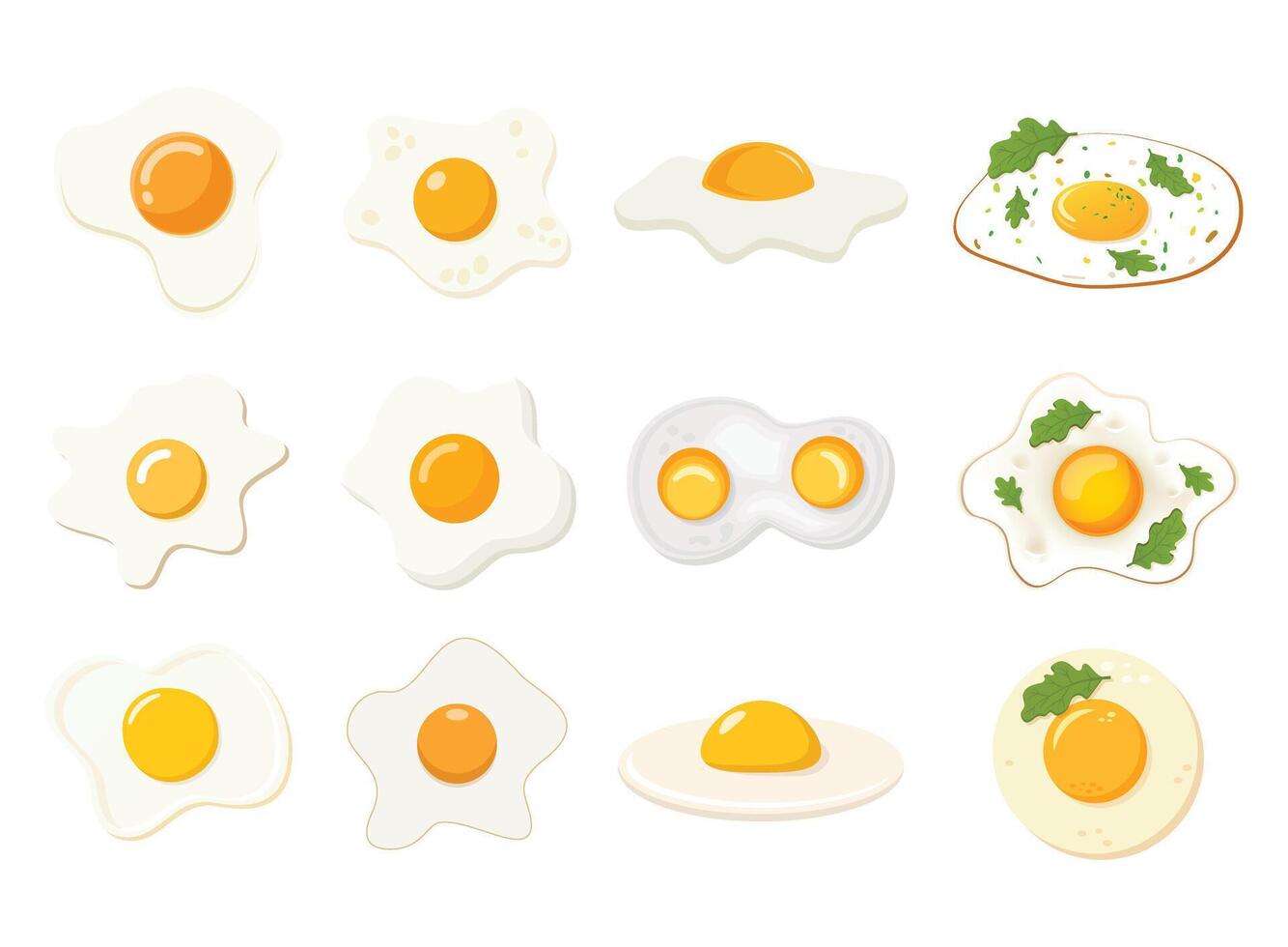 Fried egg icon set in flat style. Omelet illustration on isolated background. Healthy food sign business concept. vector