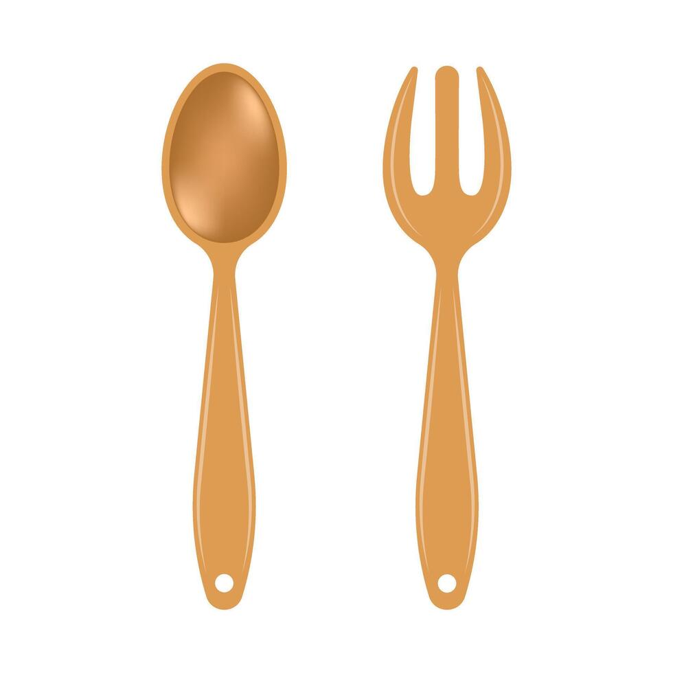 Spoon and fork icon in flat style. Teaspoon illustration on isolated background. Tablespoon sign business concept. vector