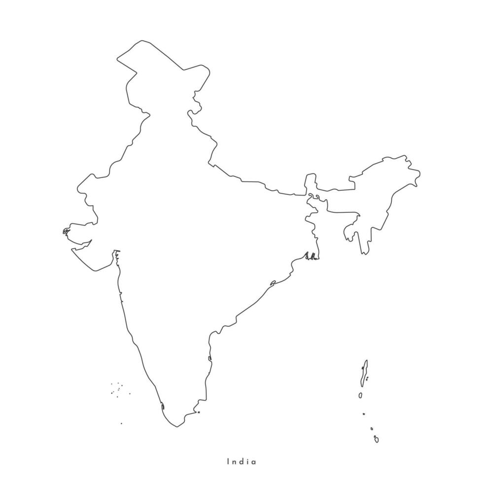 isolated simplified illustration icon with black line silhouette of India map. White background vector