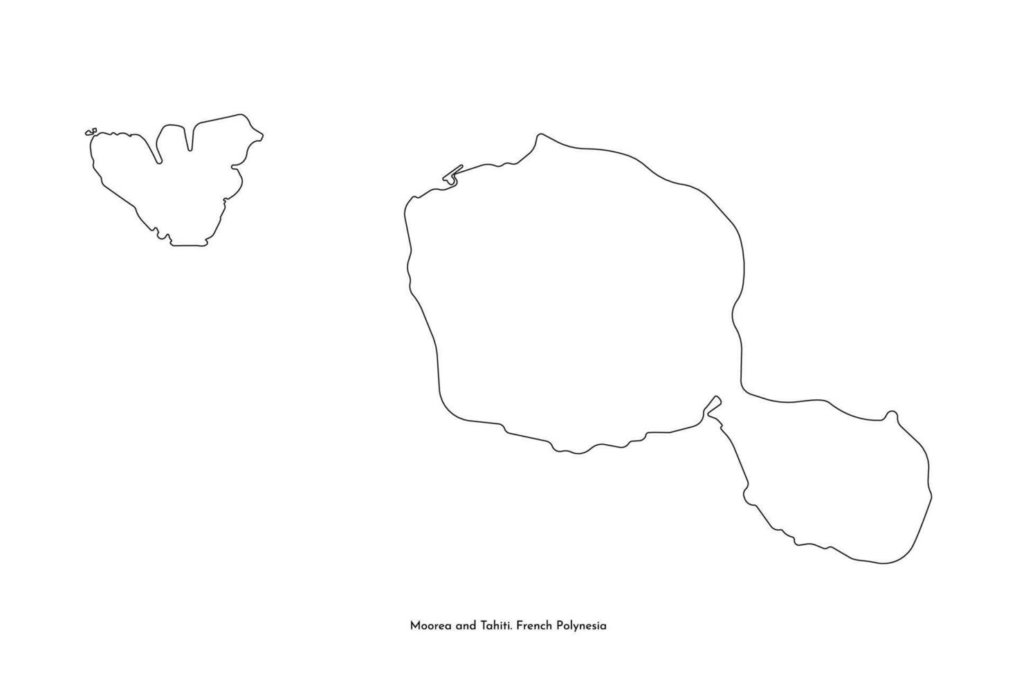 isolated simplified illustration icon with black line silhouette of Moorea and Tahiti islands map. Part of French Polynesia. White background vector