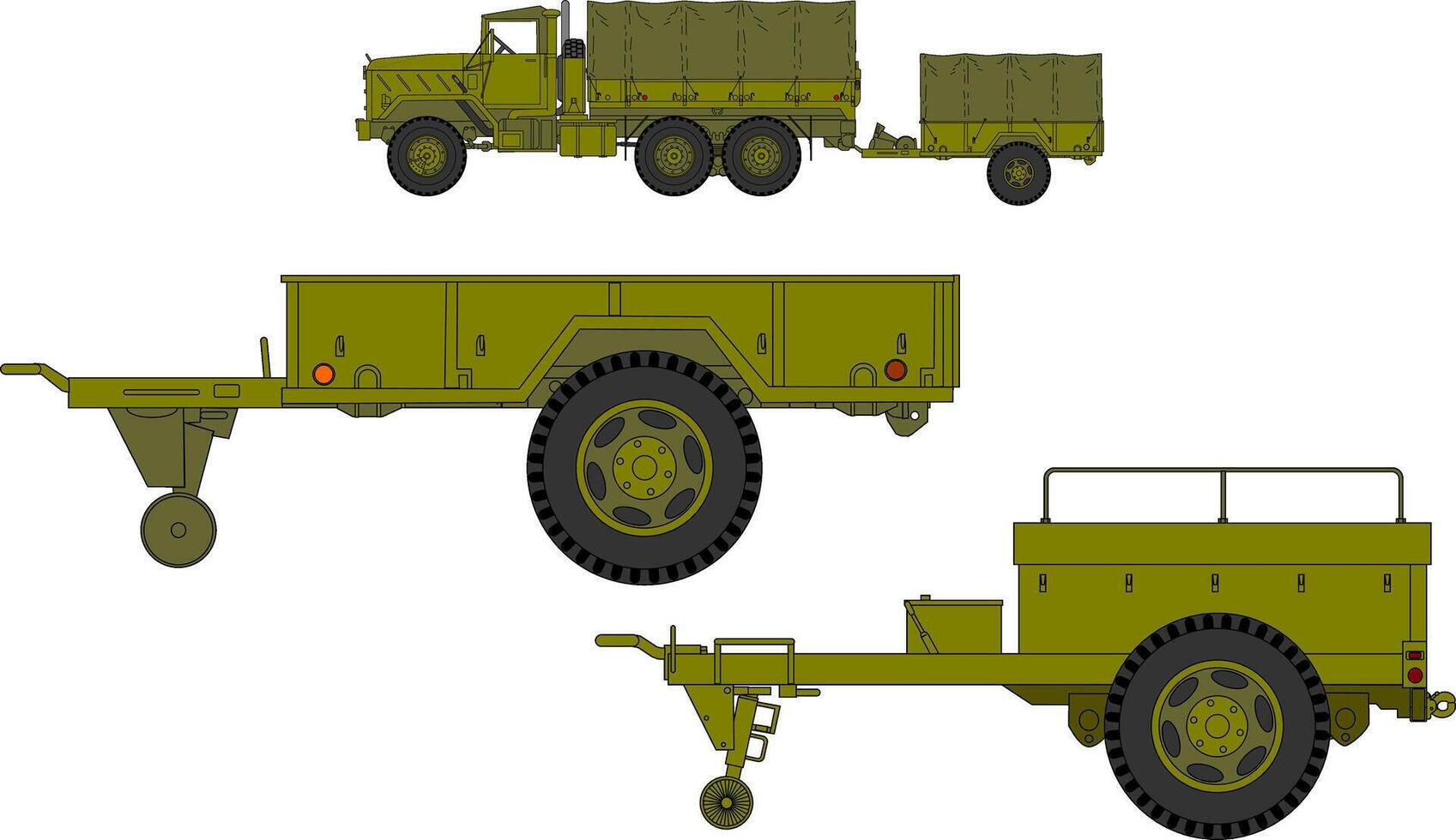 Military green vehicles vector