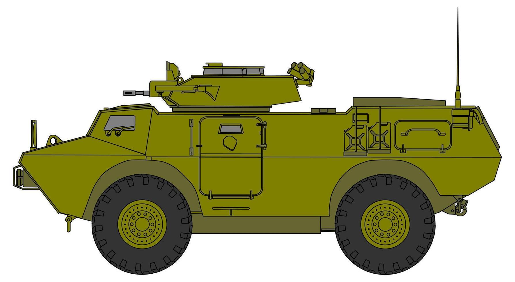 An armored vehicle with a large gun on top vector