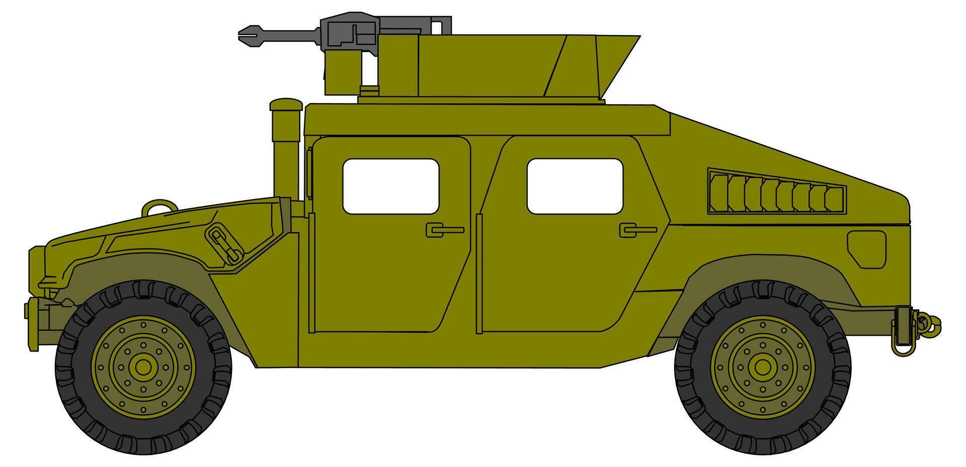 An army vehicle with a gun mounted on top vector
