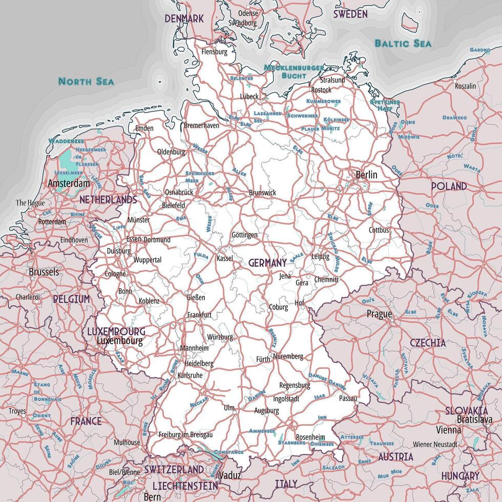 Simple outline map of Germany coloring page vector
