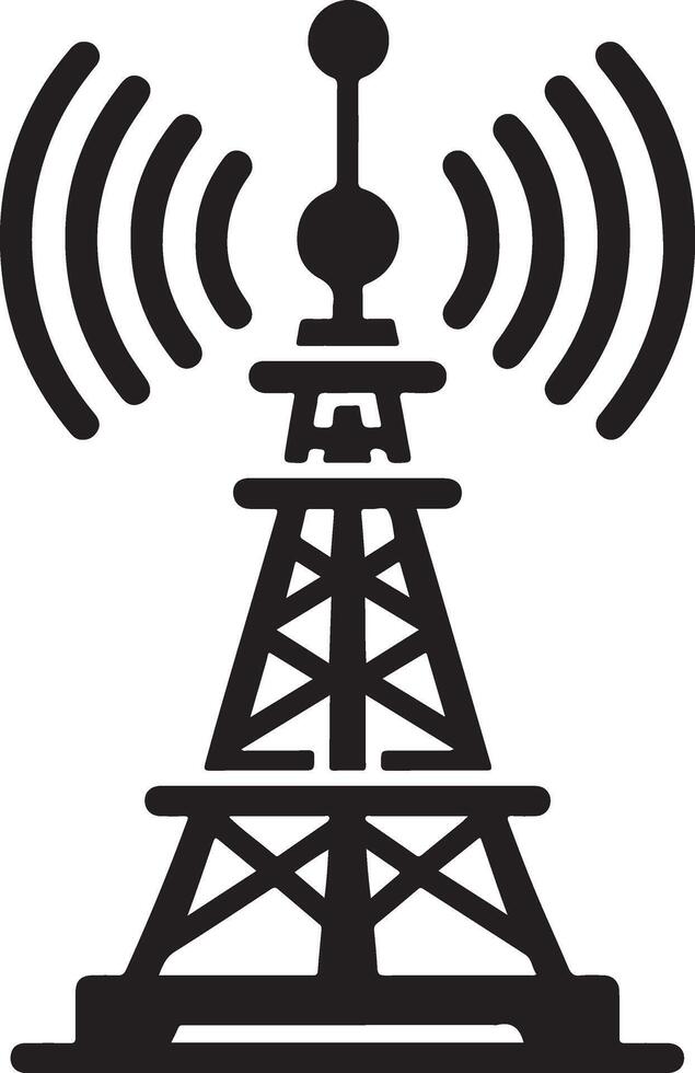 Antenna tower transmitting signal icon. Radio tower icon vector