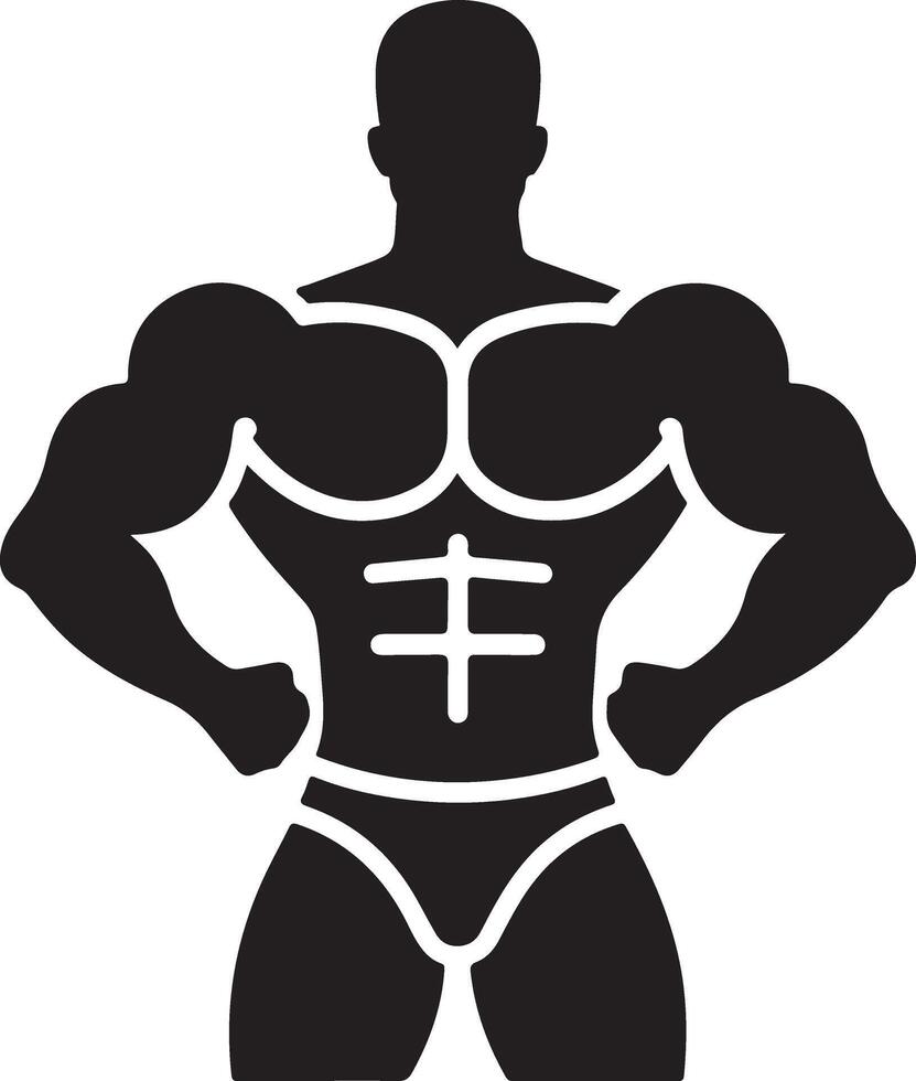 Muscular Bodybuilder With Dumbbells Exercising vector