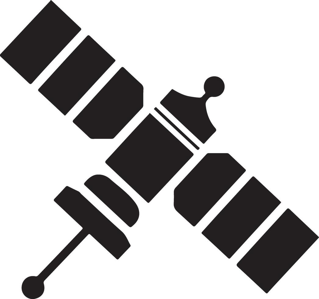 Silhouette Satellite Communication in space black color only vector