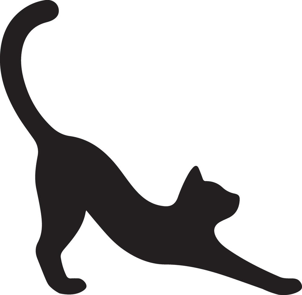 Cat Stretching Silhouette Icon vector