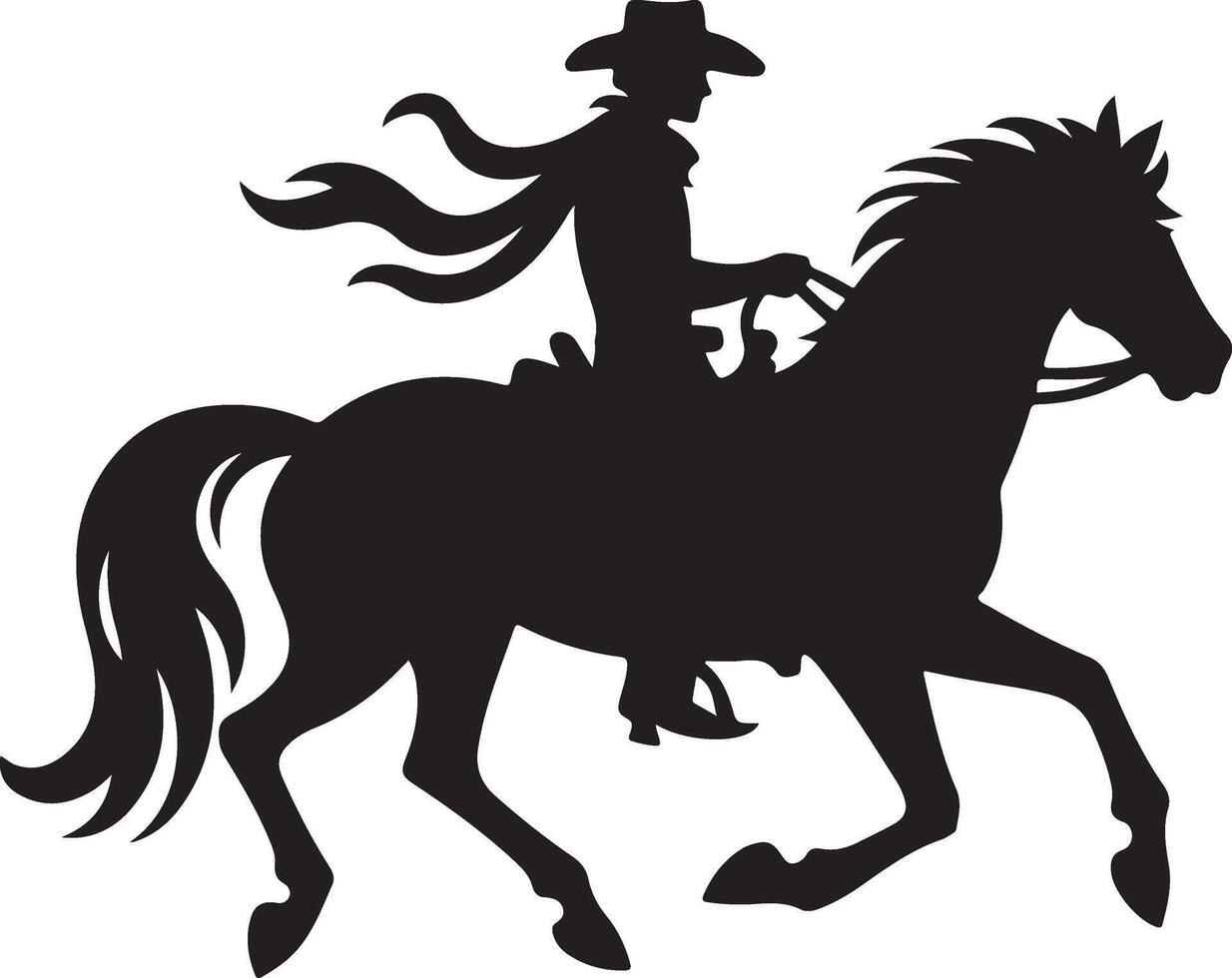 Mexican Cowboy Riding a Charro Horse with a flag black silhouette vector