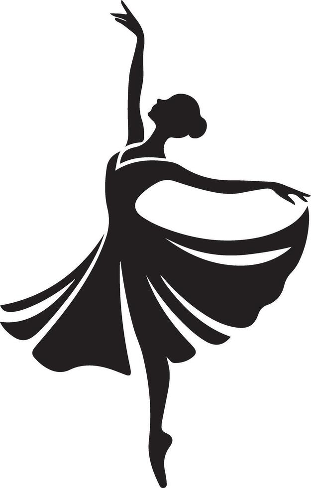 A Stunning Dance Pose Featuring a Ballerina Standing on One Leg with the Other Gracefully Extended, Capturing the Essence of Elegance and Balance in Ballet Performance vector