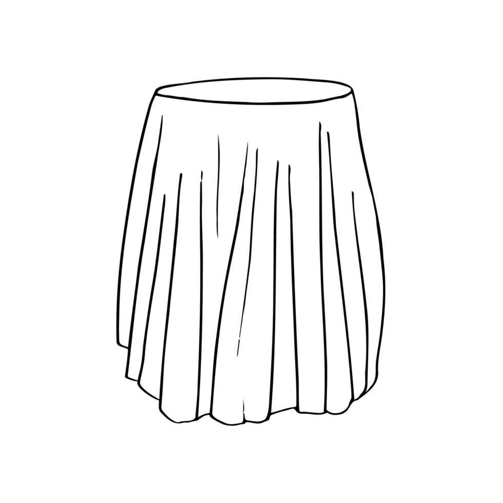 round table covered with tablecloth empty - hand drawn line sketch vector