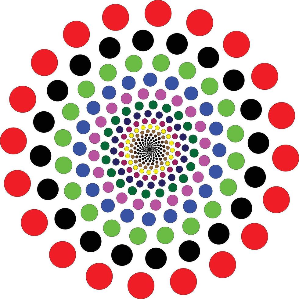 Mandala of solid dots circles, geometric distances into infinity. vector
