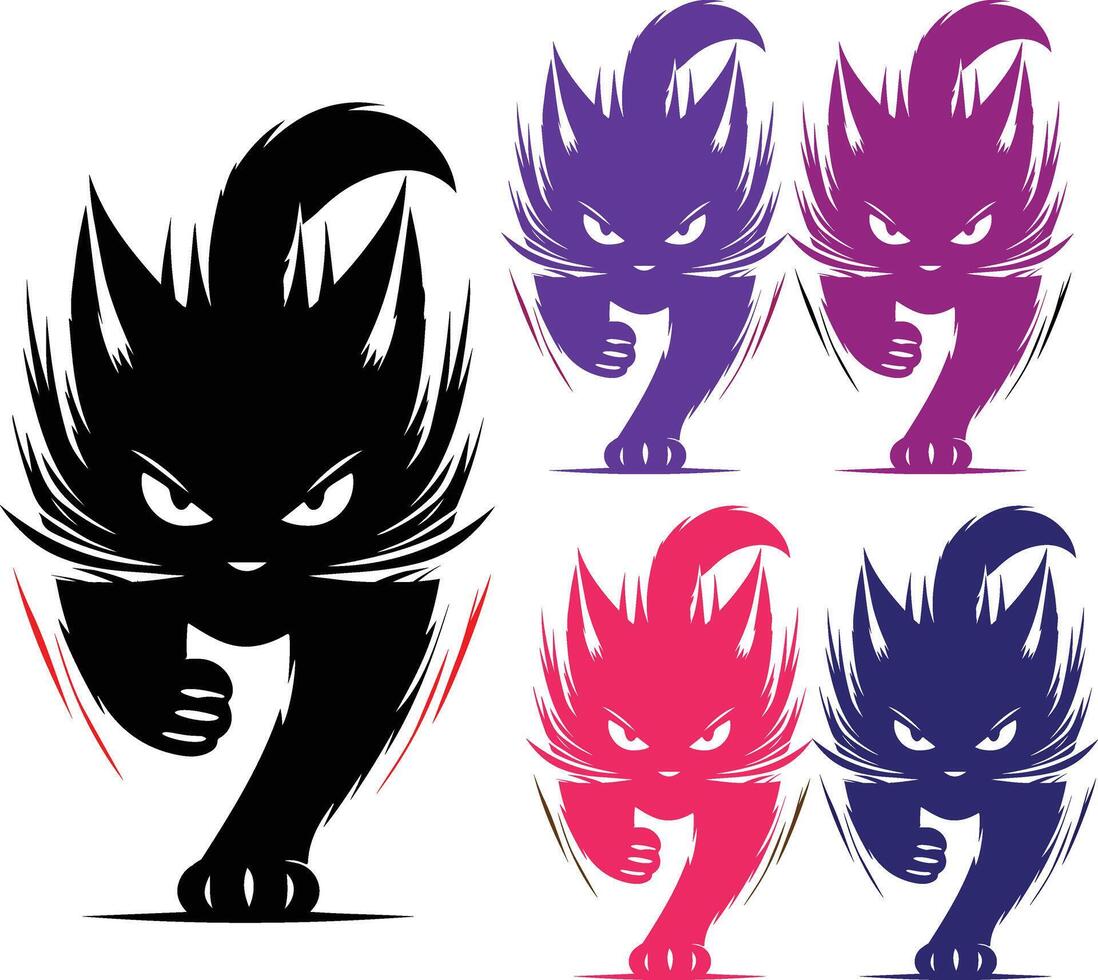 Angry cat attack or jumping clip art design. vector