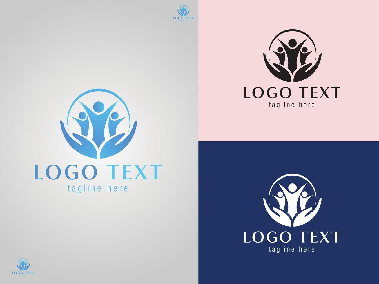 Minimalistic Community Care Logo with Hands and People Symbol vector