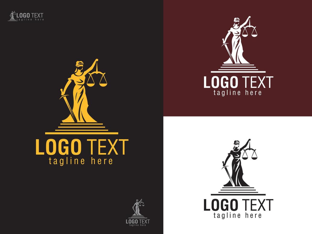 Elegant Lady Justice Logo Design - Modern Scales of Justice Icon with Sword and Balance vector