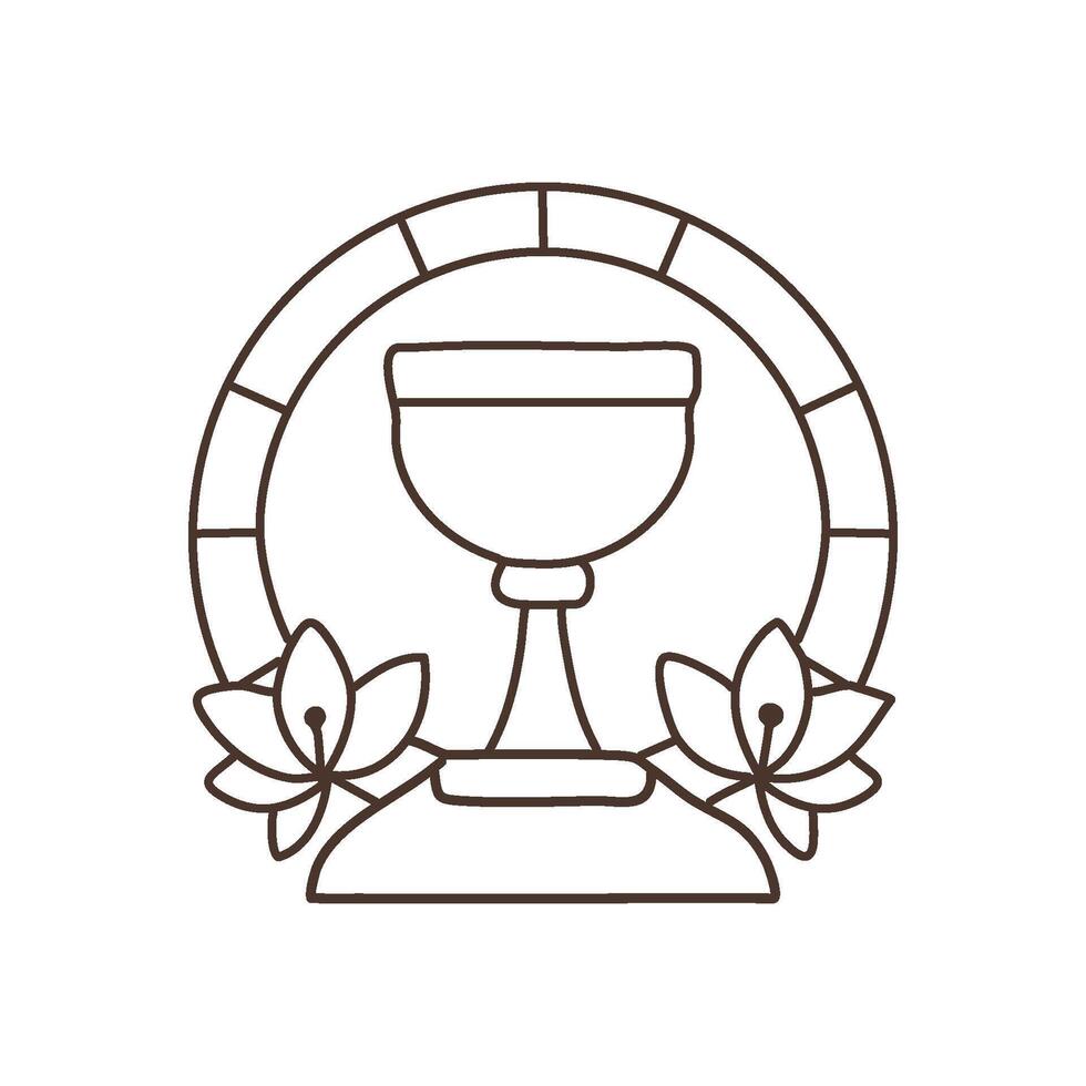 An elegant, minimalist chalice with smooth curves, standing alone in the center of a white background. vector