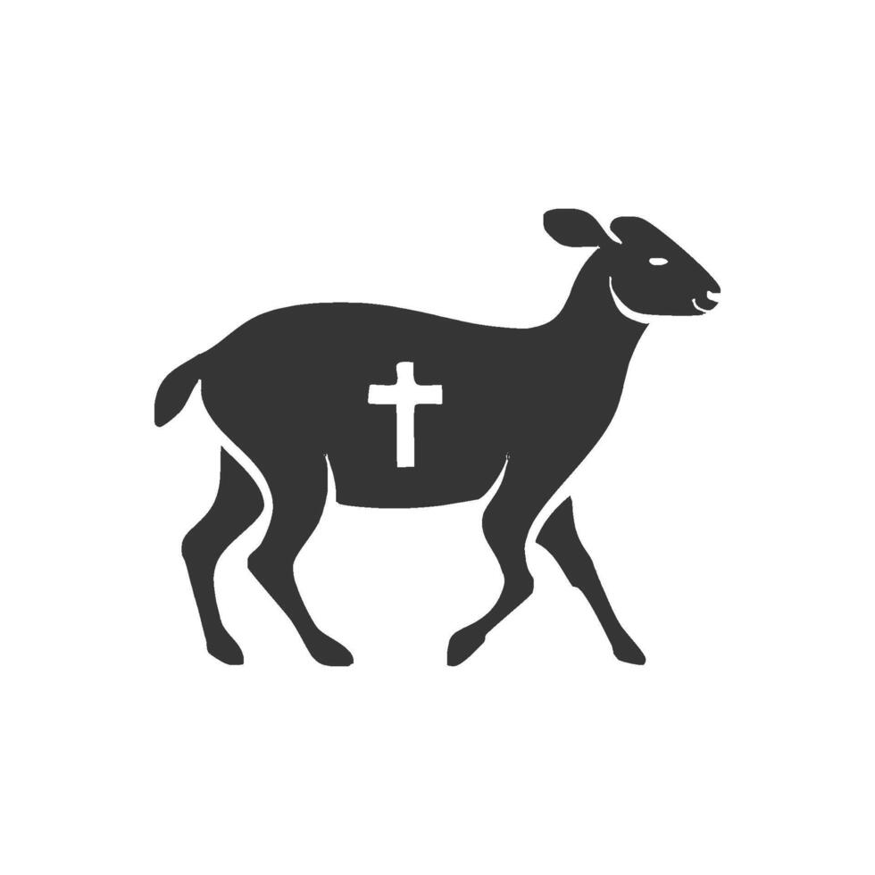 A minimalist white lamb standing calmly vector