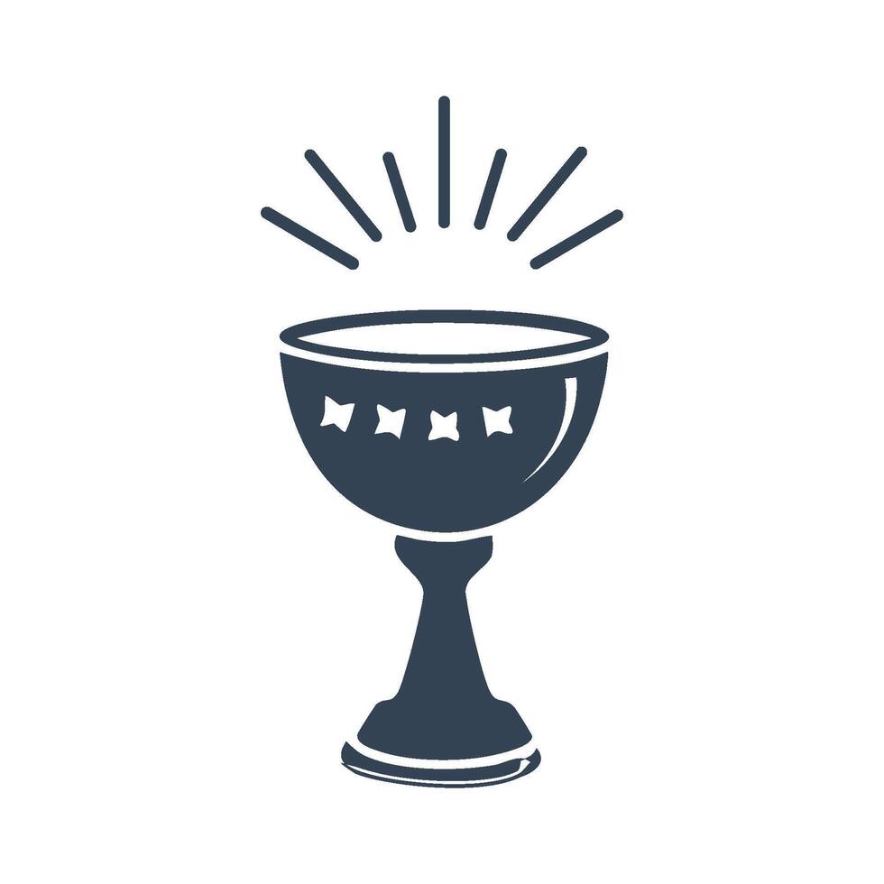 An elegant, minimalist chalice with smooth curves, standing alone in the center of a white background. vector