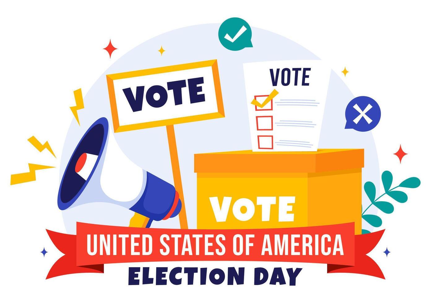 Election Day Illustration with People Voting at Polling Places around the World in Flat Cartoon Style vector