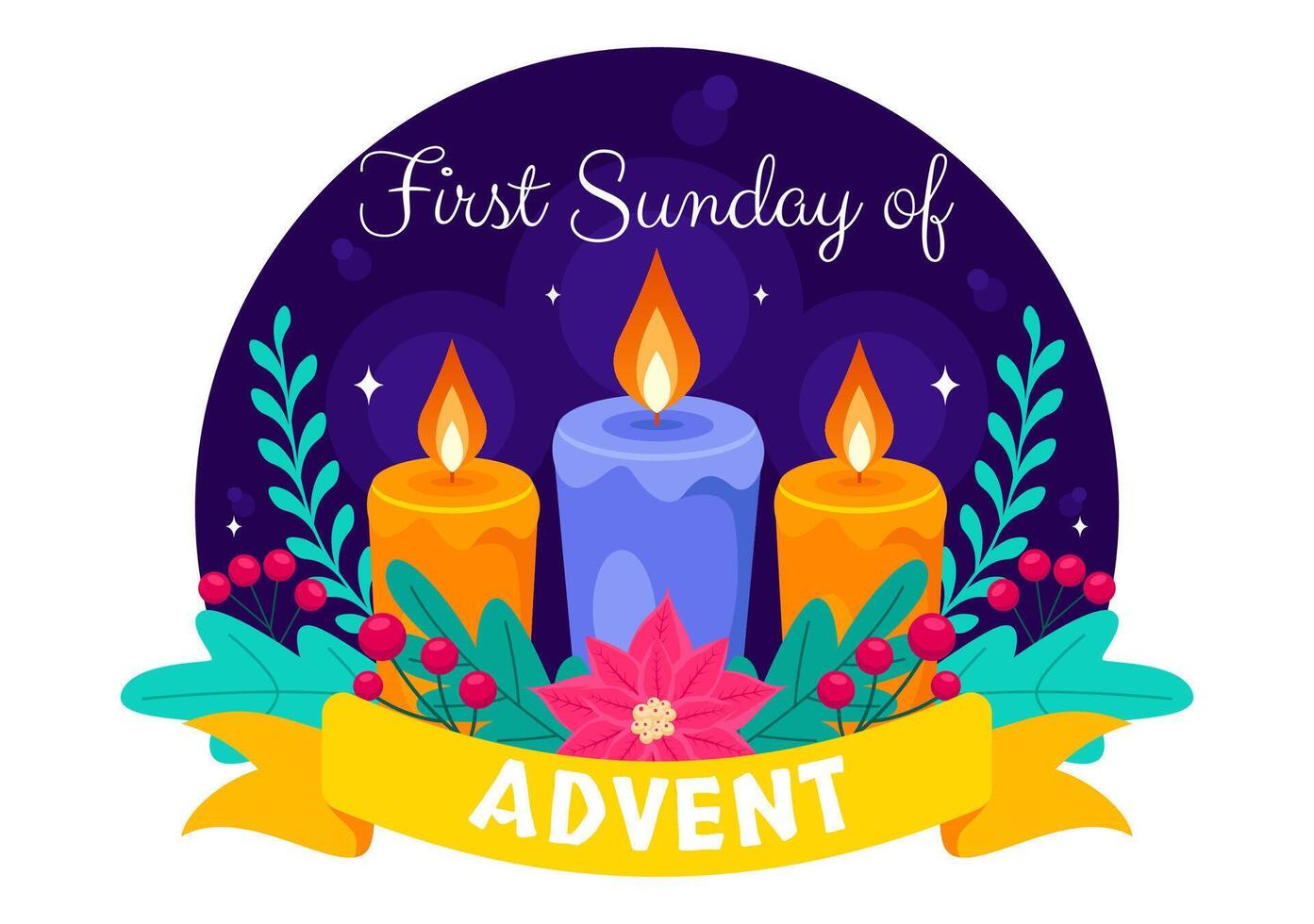 First Sunday of Advent in Flat Design Marking the Start of the Church Year vector
