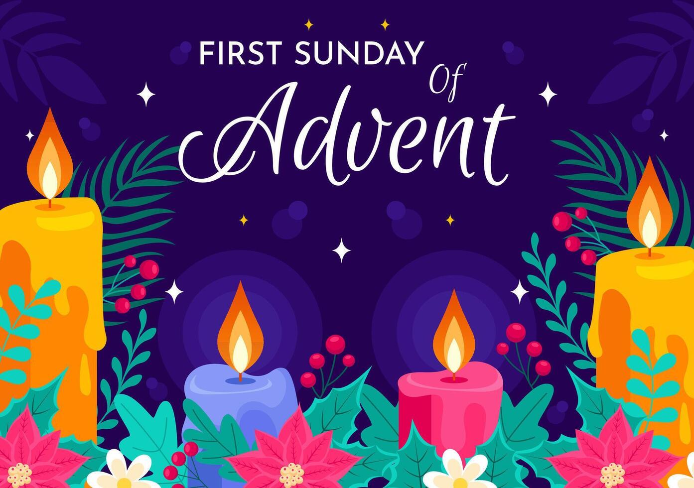 Advent Season Begins on November 27 with the First Sunday in Flat Style Illustration vector