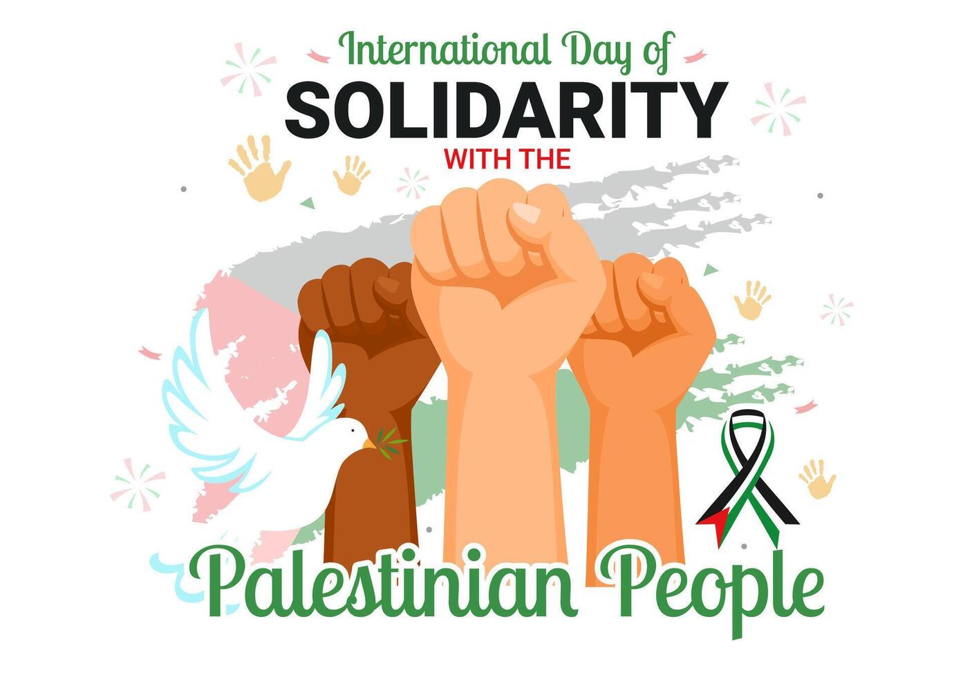 International Solidarity Day for Palestinians Illustration on 29 November with Flat Design Elements vector